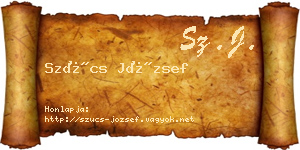 Szűcs József névjegykártya